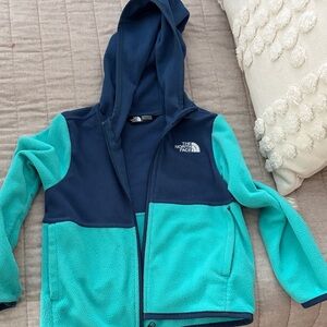 The North Face Navy and Aqua Hooded Fleece